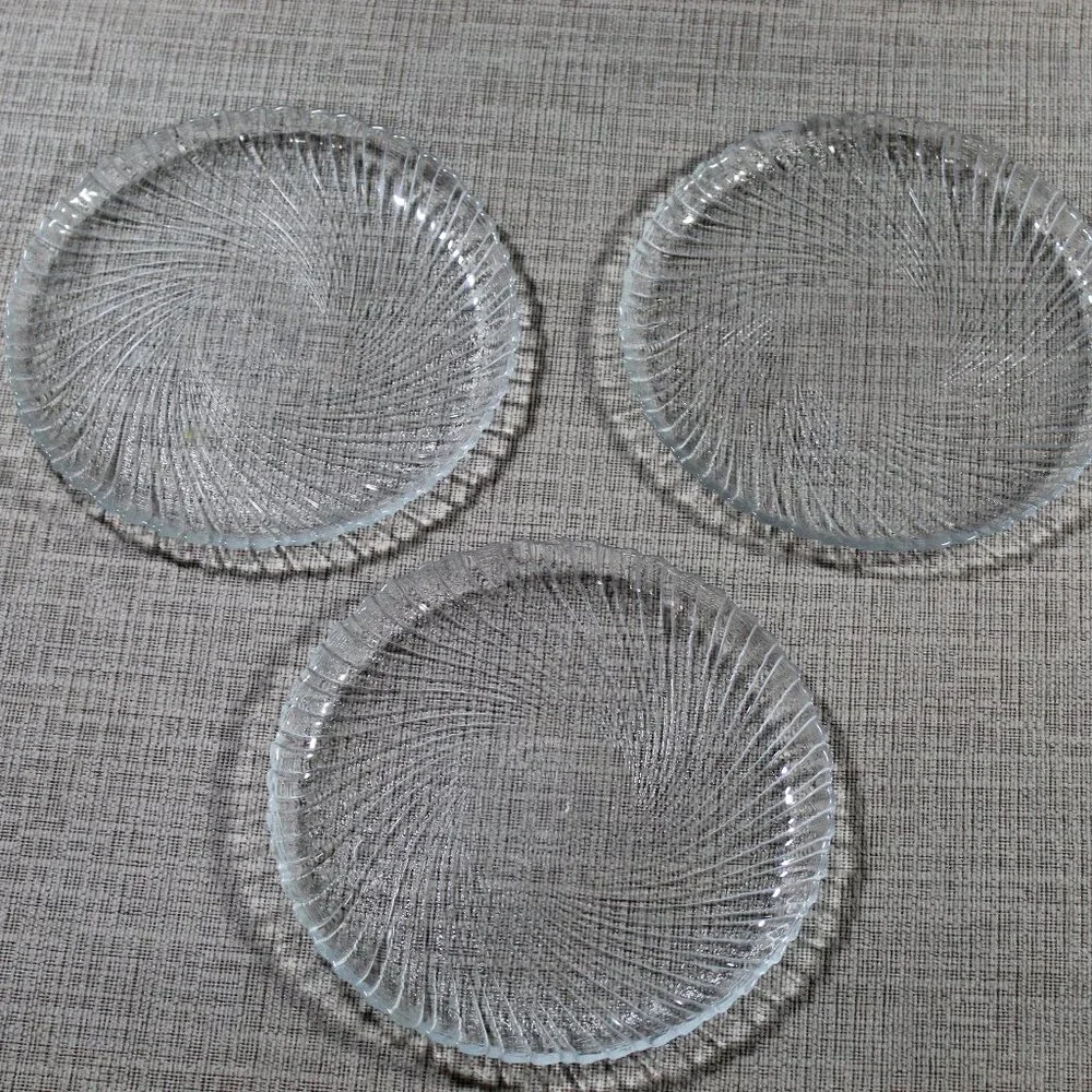 Set of 3 Vintage Arcoroc Seabreeze Clear Glass Dessert Salad Plates